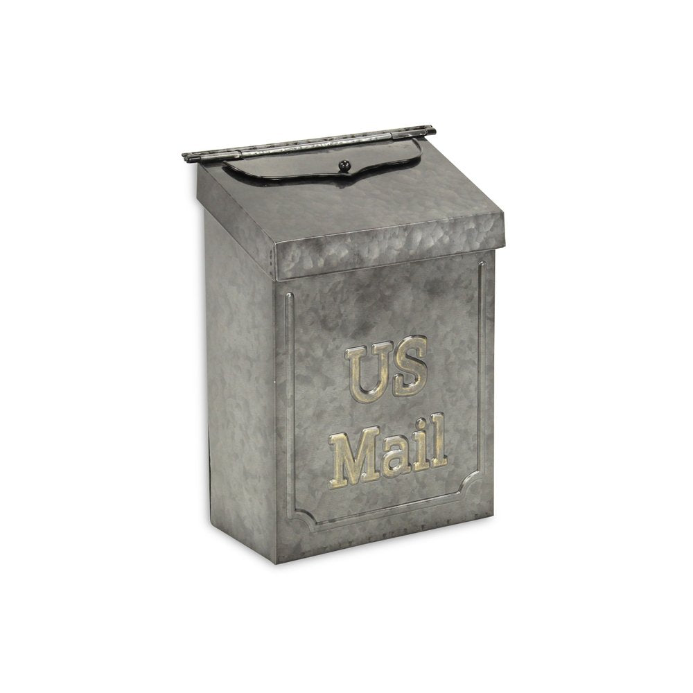 9" Gray Galvanized Metal Paper Organizer With Lid