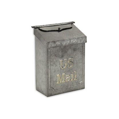 9" Gray Galvanized Metal Paper Organizer With Lid