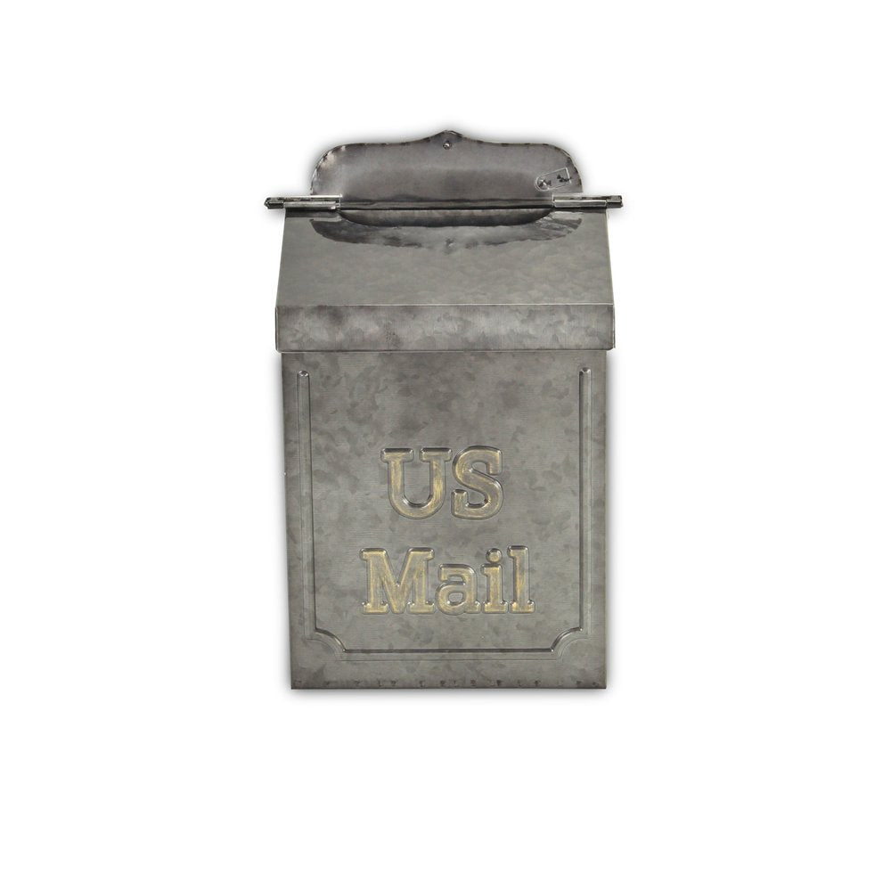 9" Gray Galvanized Metal Paper Organizer With Lid
