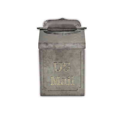 9" Gray Galvanized Metal Paper Organizer With Lid