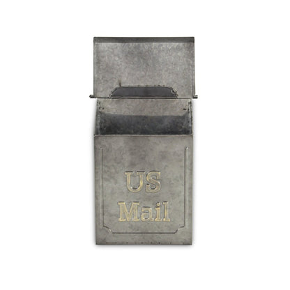 9" Gray Galvanized Metal Paper Organizer With Lid