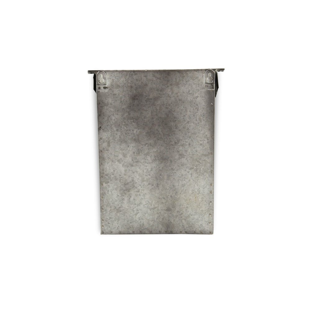 9" Gray Galvanized Metal Paper Organizer With Lid