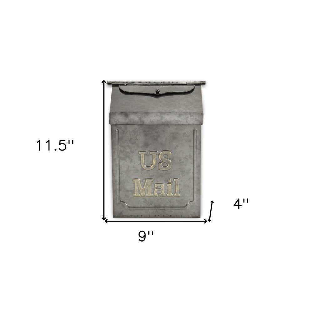 9" Gray Galvanized Metal Paper Organizer With Lid