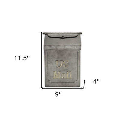 9" Gray Galvanized Metal Paper Organizer With Lid