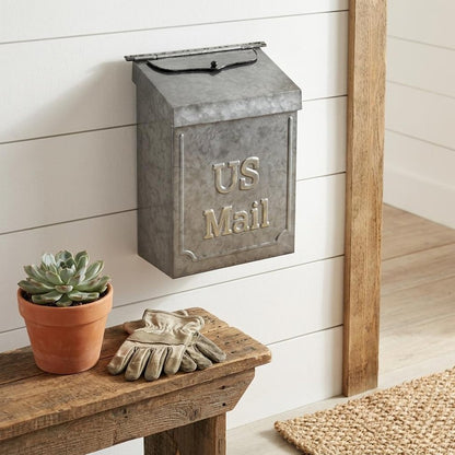 9" Gray Galvanized Metal Paper Organizer With Lid