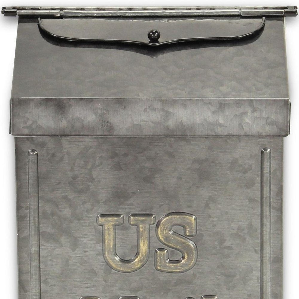 9" Gray Galvanized Metal Paper Organizer With Lid