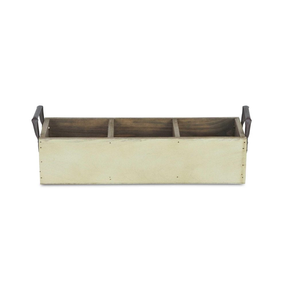 15" Antiqued White Galvanized Solid Wood And Metal Organizing Box