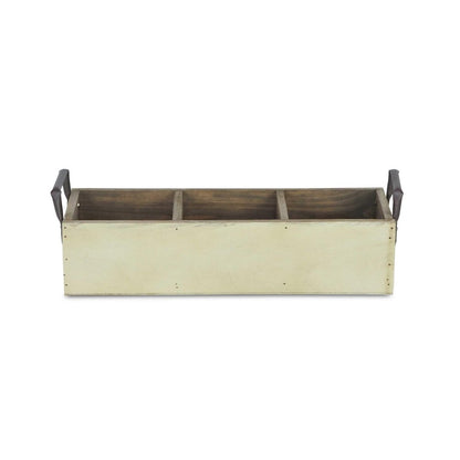 15" Antiqued White Galvanized Solid Wood And Metal Organizing Box