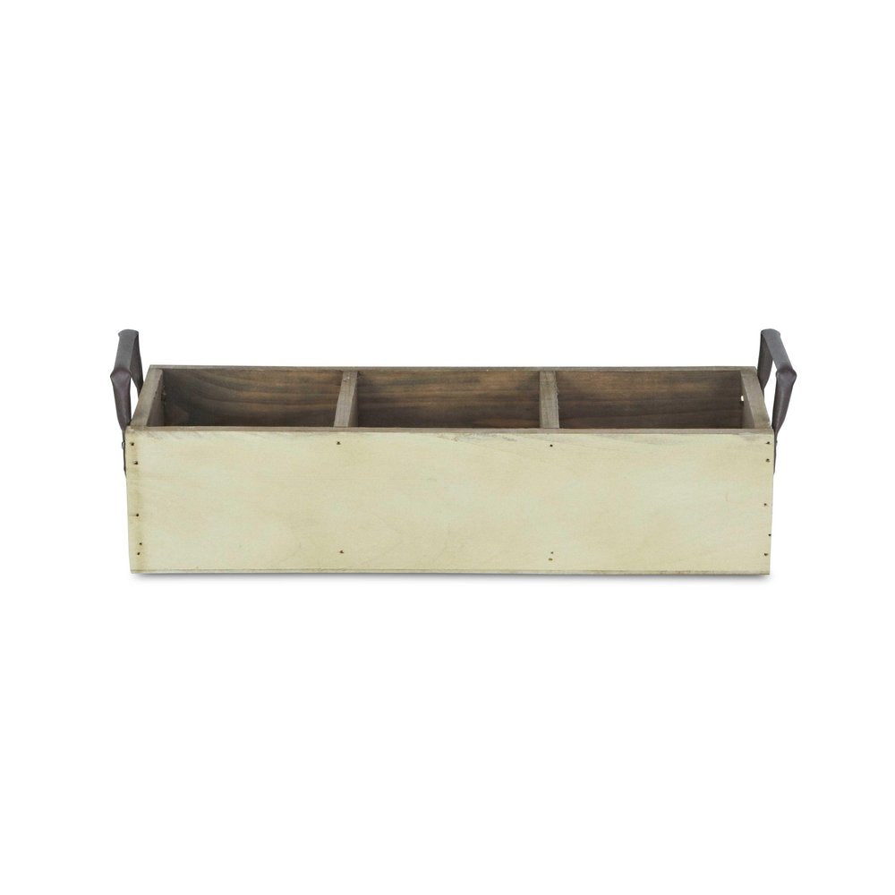 15" Antiqued White Galvanized Solid Wood And Metal Organizing Box