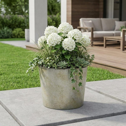 7" Gray Recycled Plastic Indoor Outdoor Round Pot Planter