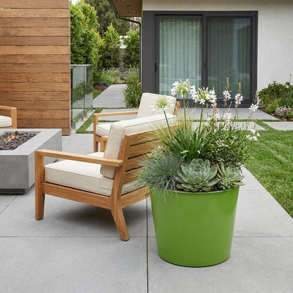7" Lime Green Recycled Plastic Indoor Outdoor Round Pot Planter