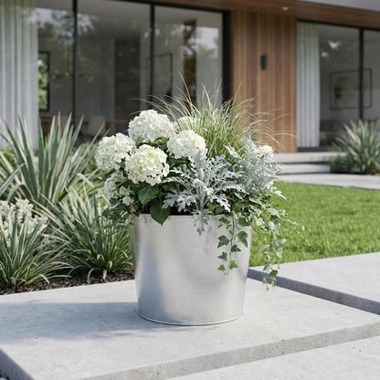 6" Silver Recycled Plastic Indoor Outdoor Round Pot Planter