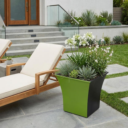 5" Lime Green Recycled Plastic Indoor Outdoor Square Pot Planter