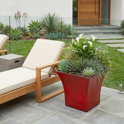 5" Red Recycled Plastic Indoor Outdoor Square Pot Planter