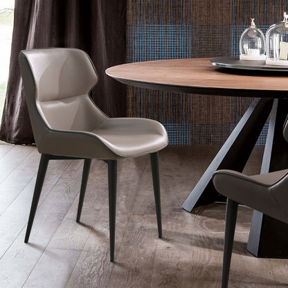 Gray and Black Upholstered Faux Leather Dining Side Chair