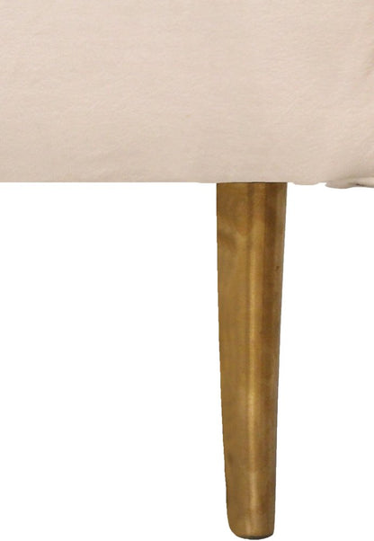 37" Ivory Velvet And Gold Solid Color Lounge Chair