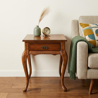 25" Medium Brown Solid and Manufactured Wood End Table With Drawer