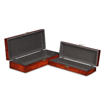 Set of Two Brown Nesting Wood Organizing Box With Lid