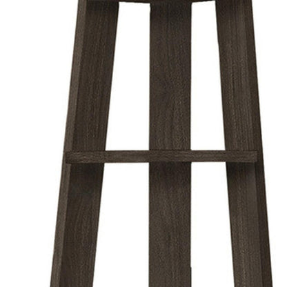 71" Oak Particle Board and Wood Five Tier Corner Bookcase