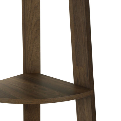 71" Dark Brown Wood Five Tier Corner Bookcase