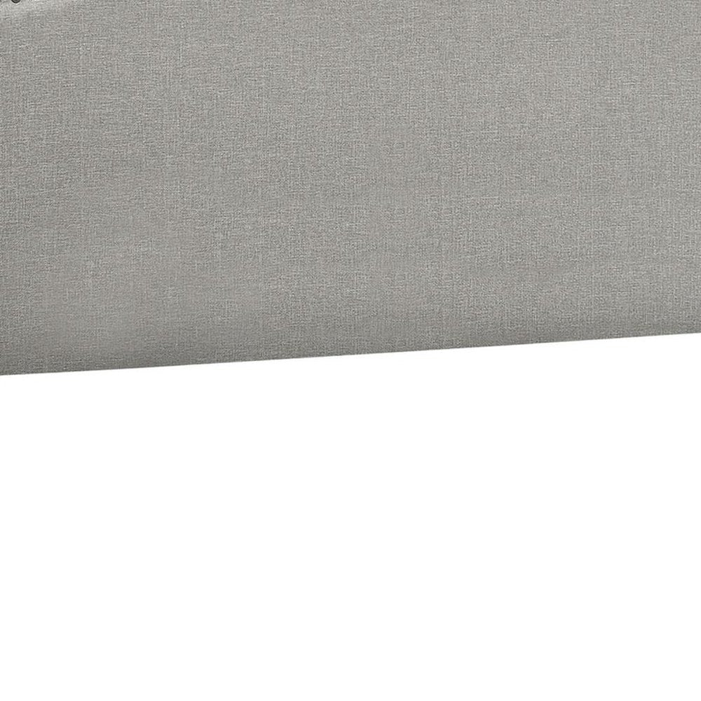 Gray Linen Blend Upholstered Arched Full Headboard With Nail Head Trim
