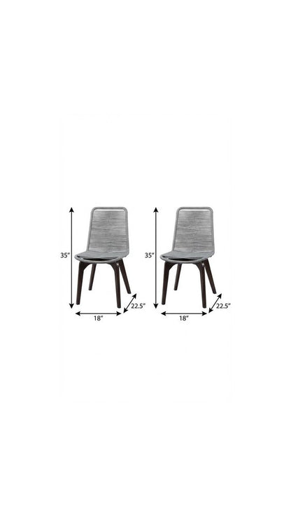 Set of Two 18" Silver Solid Wood Outdoor Dining Chair