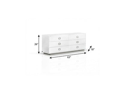 63" Black Wood Six Drawer Double Dresser