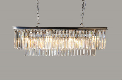 Black Unique Statement Eight Light Metal and Crystal Glass Chandelier With Clear Shades