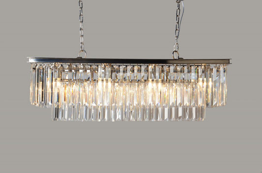 Black Unique Statement Eight Light Metal and Crystal Glass Chandelier With Clear Shades