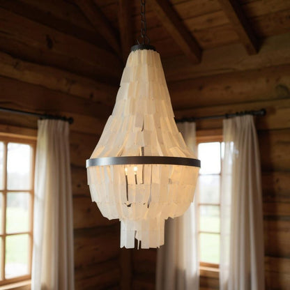 Bronze Unique Statement Three Light Metal Chandelier With White Shades