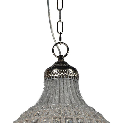Silver Unique Statement Metal and Crystal Glass Chandelier With Clear Shades
