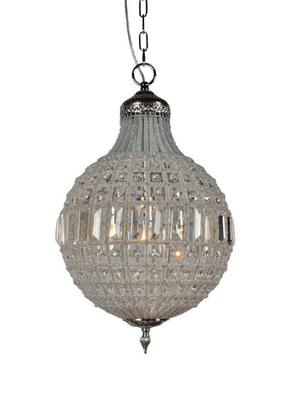 Silver Unique Statement Metal and Crystal Glass Chandelier With Clear Shades