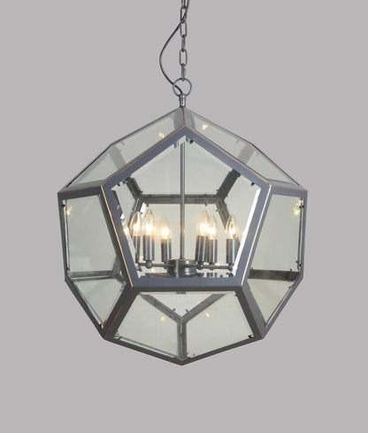 Clear Unique Statement Six Light Metal Chandelier With Clear Shades
