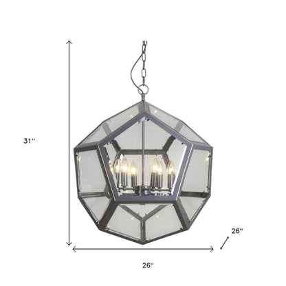 Clear Unique Statement Six Light Metal Chandelier With Clear Shades