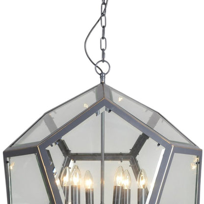 Clear Unique Statement Six Light Metal Chandelier With Clear Shades