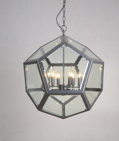 Clear Unique Statement Six Light Metal Chandelier With Clear Shades