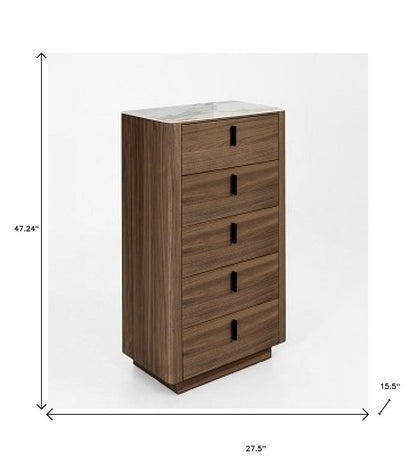 55" Brown Wood Three Drawer Dresser