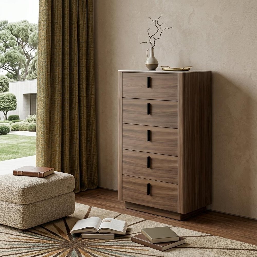 55" Brown Wood Three Drawer Dresser