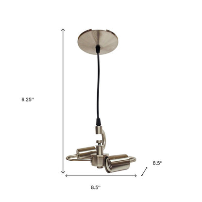 Brass Bulb Two Light Metal Chandelier