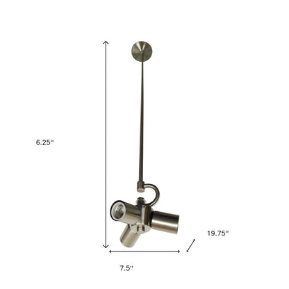 Nickel Bulb Three Light Metal Chandelier