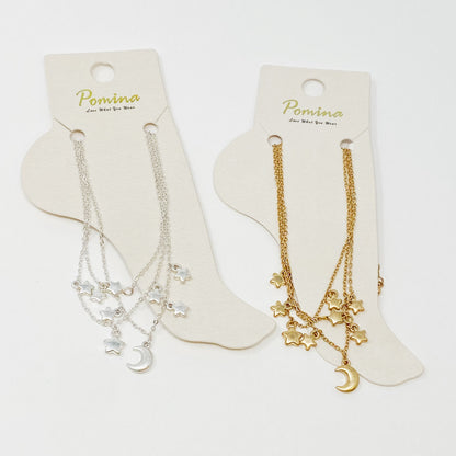 Starred Up Chain Anklet, Set of 3