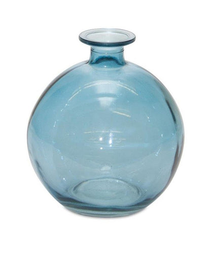Set of Two Blue Glass Round Table Vase