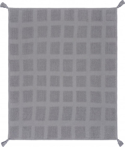 50" X 60" Gray Woven Cotton Throw Blanket with Tassels