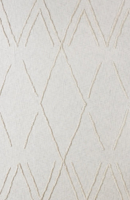 Ivory Geometric Queen Cotton Coverlet With Fringe