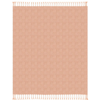 50" X 60" Orange Woven Cotton Throw Blanket with Fringe