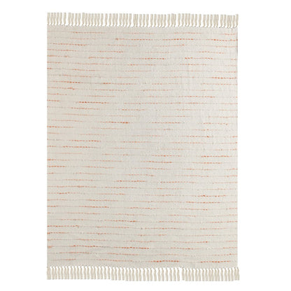 50" X 60" Cream Kantha Cotton Striped Throw Blanket with Embroidery