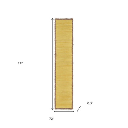72" Yellow And Natural Cotton And Jute Table Runner