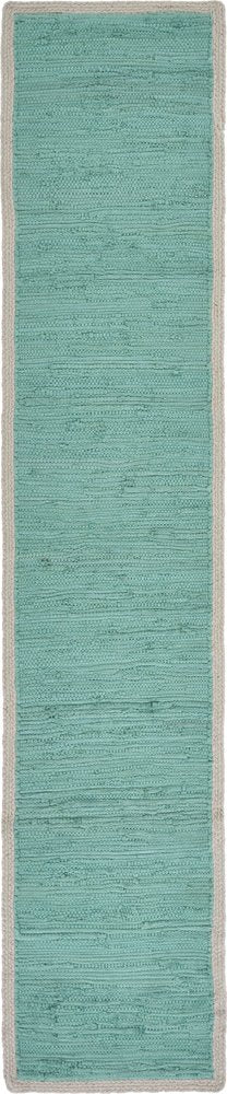 19" Set of Four Turquoise and Natural Solid With Border Cotton Placemats