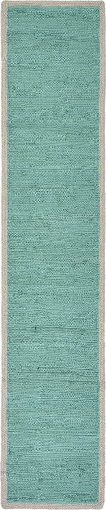 19" Set of Four Turquoise and Natural Solid With Border Cotton Placemats