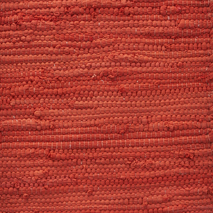19" Set of Four Orange And Natural Solid With Border Cotton Placemats